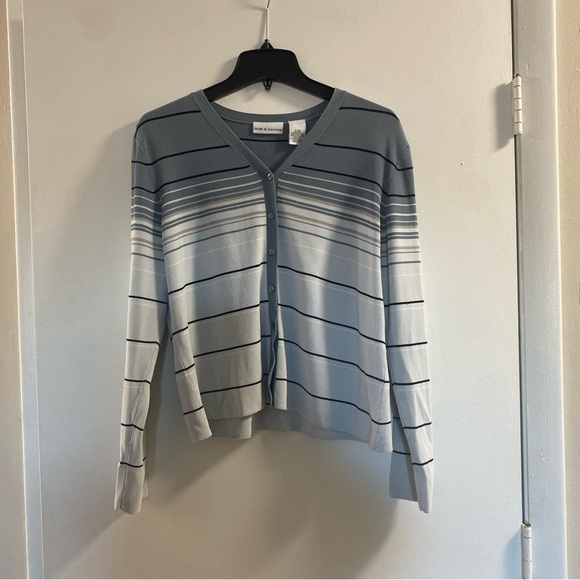 croft & barrow Sweaters - Croft & Barrow Gray and‎ Black Striped Cardigan